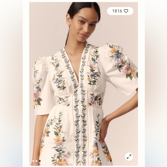 FARM Rio Dresses & Skirts - Anthropologie Farm Rio Sweet Bloom Dreamscape Puff-Sleeve Mini Dress